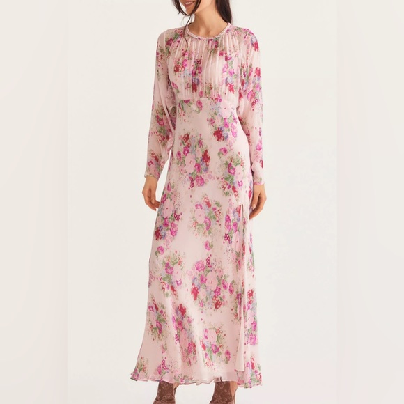NWT $645 LoveSHackFancy Daya Pleated Floral-print  Maxi Dress - Picture 7 of 13